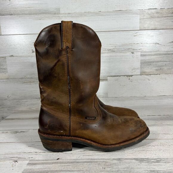 Dan Post Men Albuquerque Waterproof Brown Leather Cowboy Boots Brown Size 11.5EW - Picture 1 of 8